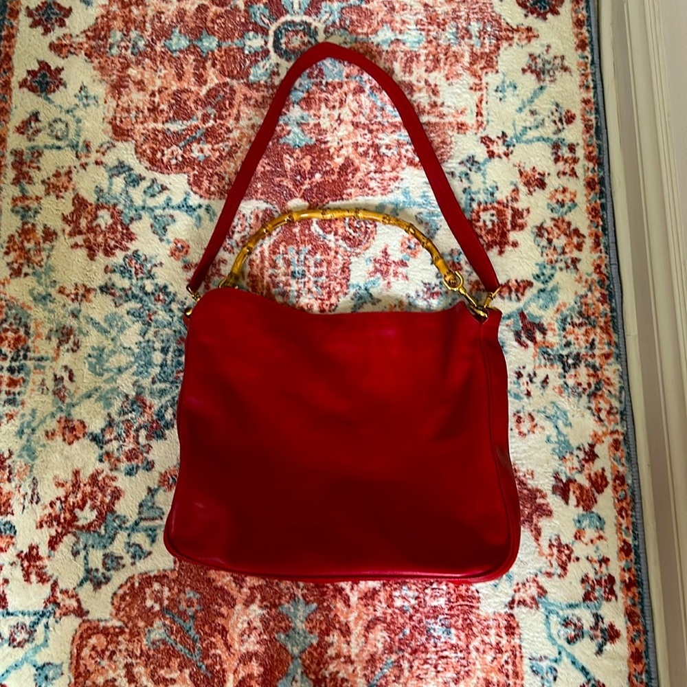 Gucci Vintage 2 Way Red Leather Handbag - Picture 6 of 16